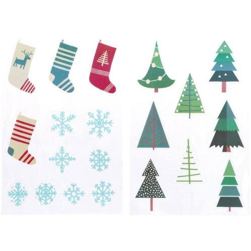 Raamstickers Kerst Winter Holly Jolly (20st), Hobby en Vrije tijd, Feestartikelen, Nieuw, Ophalen of Verzenden