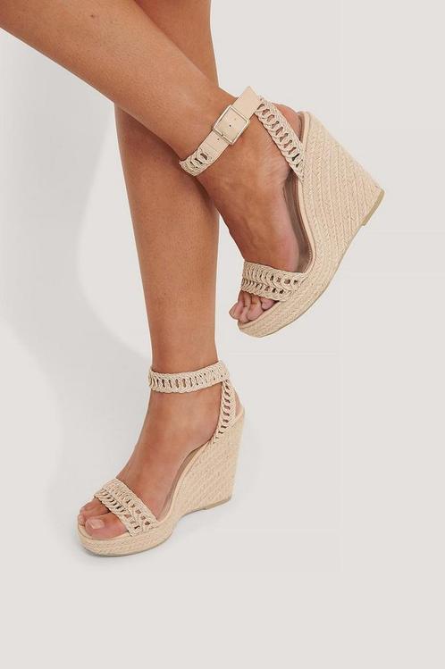 NA-KD Jute Sole Braided Vrouwen Sandalen - Natural - Maat 38, Kleding | Dames, Schoenen, Verzenden