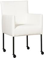 Witte leren moderne kuipstoel - poot rond zwart met wiel - H, Huis en Inrichting, Stoelen, Overige kleuren, Nieuw, Leer, Ophalen of Verzenden