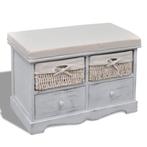 vidaXL Opbergbank 62x33x42 cm paulowniahout wit, Huis en Inrichting, Banken | Voetenbanken en Poefen, Verzenden, Nieuw
