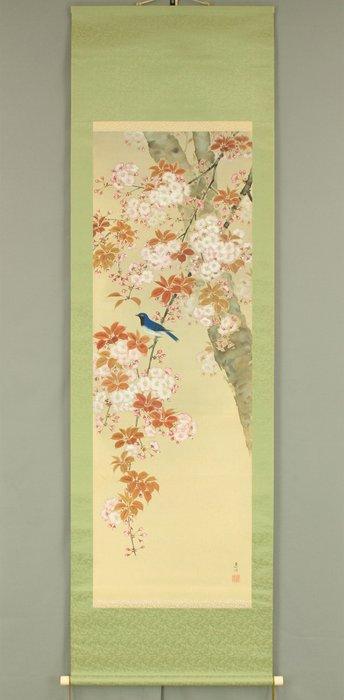 Cherry Blossom and Little Blue Bird - with signature Ei, Antiek en Kunst, Antiek | Overige Antiek