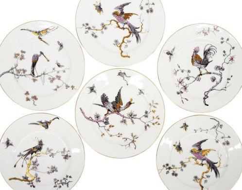 Limoges - Tafelservies (6) - Rare Fantasy Decor with Fauna &, Antiek en Kunst, Curiosa en Brocante