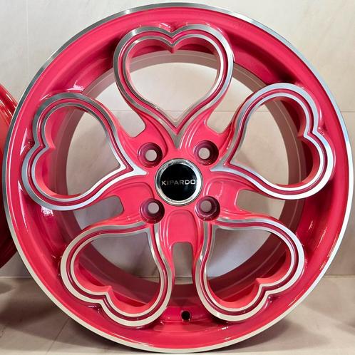 15 inch 4x100 Kipardo DH Serie FBX090 Pink Machined Lip Hart, Auto-onderdelen, Banden en Velgen, Nieuw, 15 inch, Ophalen of Verzenden