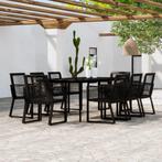 vidaXL 9-delige Tuinset zwart, Verzenden, Nieuw, 8 zitplaatsen, Rvs