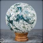 Topkwaliteit natuurlijk zeer artistiek mosagaat Bol- 1054.44, Verzamelen, Mineralen en Fossielen