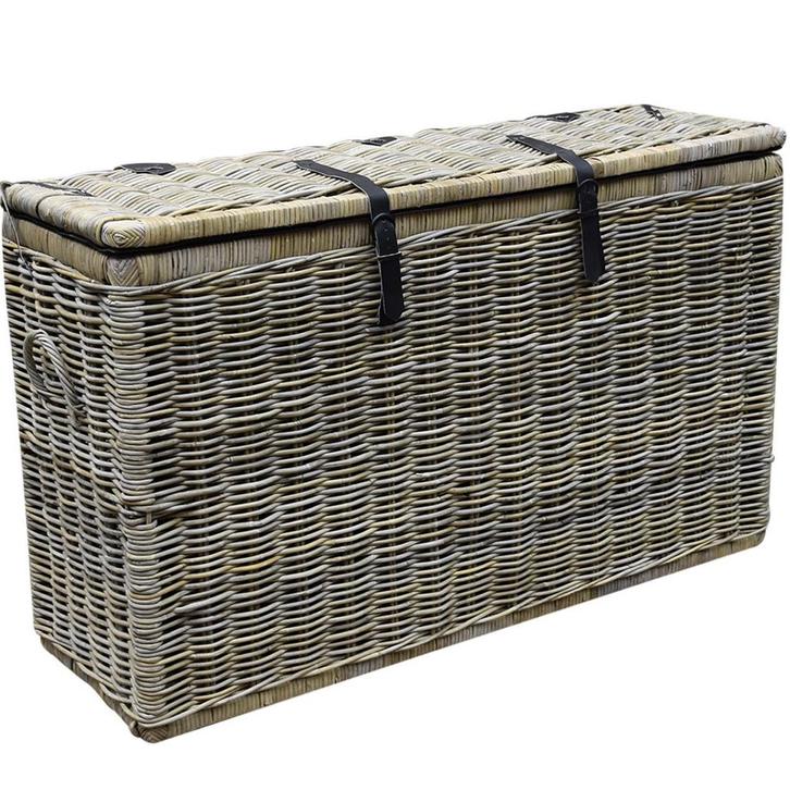 Kussenbox middel 151x51xH95 cm naturel rotan, Tuin en Terras, Tuinmeubel-accessoires, Nieuw, Ophalen of Verzenden