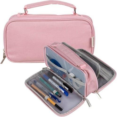 Maaleo Dubbel Uitschuifbare Etui - Roze - Twee Vakken en..., Sieraden, Tassen en Uiterlijk, Tassen | Rugtassen, Nieuw, Ophalen of Verzenden