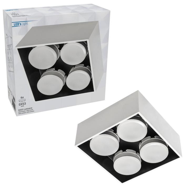 LEDs Light Cube LED Plafondlamp - 4 lichtpunten - Draaibaar, Huis en Inrichting, Lampen | Overige, Nieuw, Verzenden