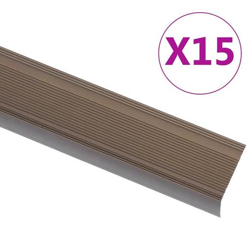 vidaXL Trapneuzen L-vormig 15 st 100 cm aluminium bruin, Doe-het-zelf en Verbouw, Ladders en Trappen, Nieuw, Verzenden