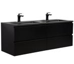 Badkamermeubel Set Angela 140cm Mat Zwart Badmeubel, Verzenden, Nieuw, Wastafelkast