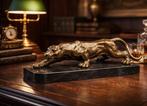 Beeld, XL Bronze Panther 41cm - 13.5 cm - Marmer, Brons -, Antiek en Kunst, Curiosa en Brocante