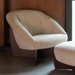 *WOONWINKEL* Dutchbone Emilius Retro Fauteuil Beige Walnoot, Verzenden, Nieuw, Stof