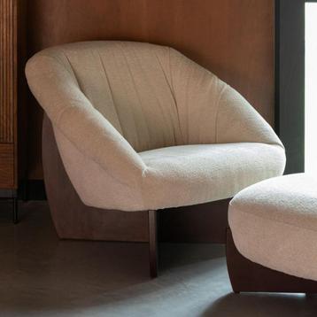 *WOONWINKEL* Dutchbone Emilius Retro Fauteuil Beige Walnoot beschikbaar voor biedingen