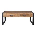 Salontafel Mangohout Britt 2 Lades 120, 100 tot 150 cm, Verzenden, Nieuw, 50 tot 100 cm