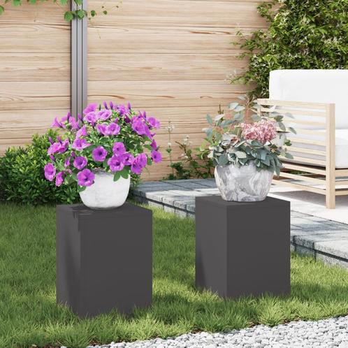 vidaXL Buitenzeven plantenhouders Pilar 2 stuks Zwart, Tuin en Terras, Overige Tuin en Terras, Nieuw, Verzenden