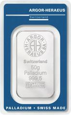 Palladium - Argor Heraeus 50 gram baar, Verzenden, Losse munt