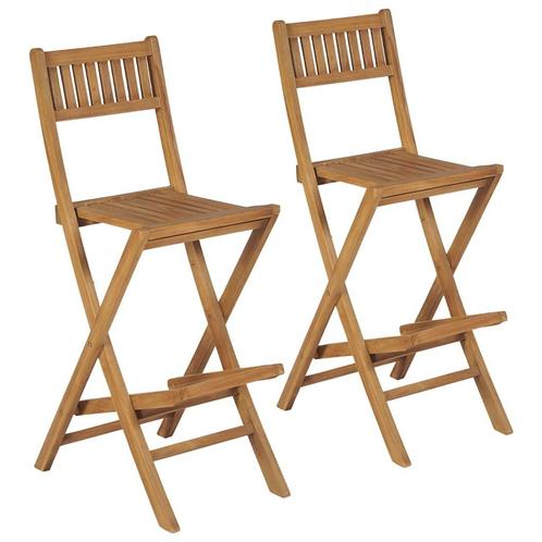 vidaXL Tuinbarkrukken inklapbaar 2 st massief teakhout, Tuin en Terras, Tuinstoelen, Nieuw, Teakhout, Verzenden