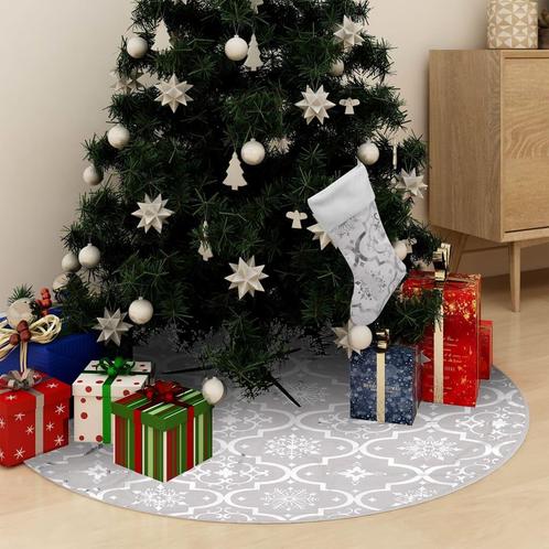 vidaXL Kerstboomrok luxe met sok 122 cm stof wit, Diversen, Kerst, Nieuw, Verzenden