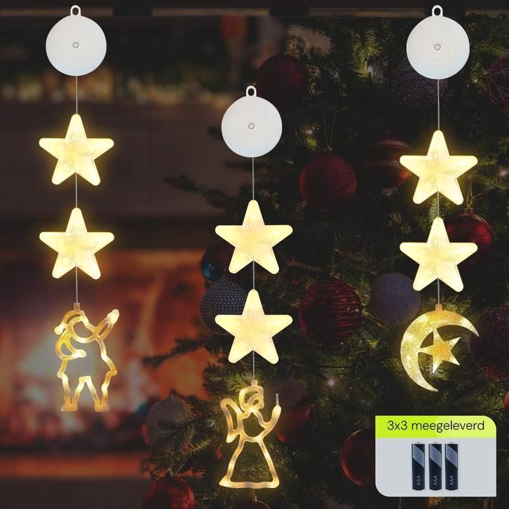 Kerstverlichting Raam Engel, Halve maan, Kerstman - 73-82cm, Diversen, Kerst, Nieuw, Verzenden