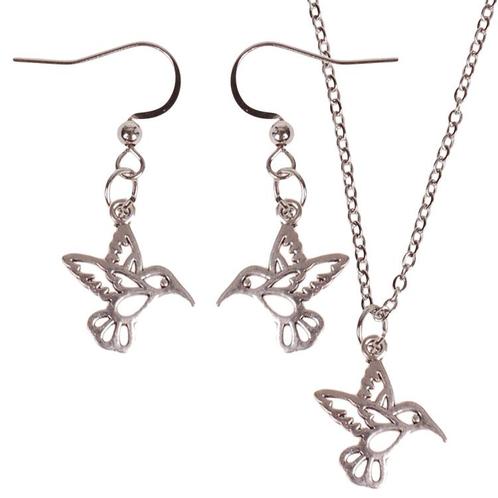 Set - Kinderketting 45cm - Oorbellen Zilverkleurig - Hangert, Sieraden, Tassen en Uiterlijk, Kettingen, Nieuw, Ophalen of Verzenden