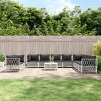 vidaXL 11-delige Loungeset met kussens staal wit, Verzenden, Nieuw, Rvs, Loungeset