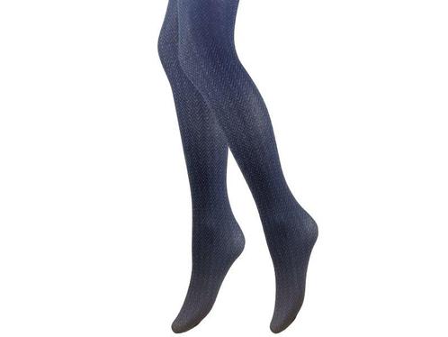Panty - Zigzag Motief - 60 Den - Zwart/Navy, Kleding | Dames, Leggings, Maillots en Panty's, Verzenden
