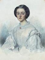 Johann Friedrich Dietler (1804-1874) - A portrait of Louise, Antiek en Kunst, Kunst | Schilderijen | Klassiek
