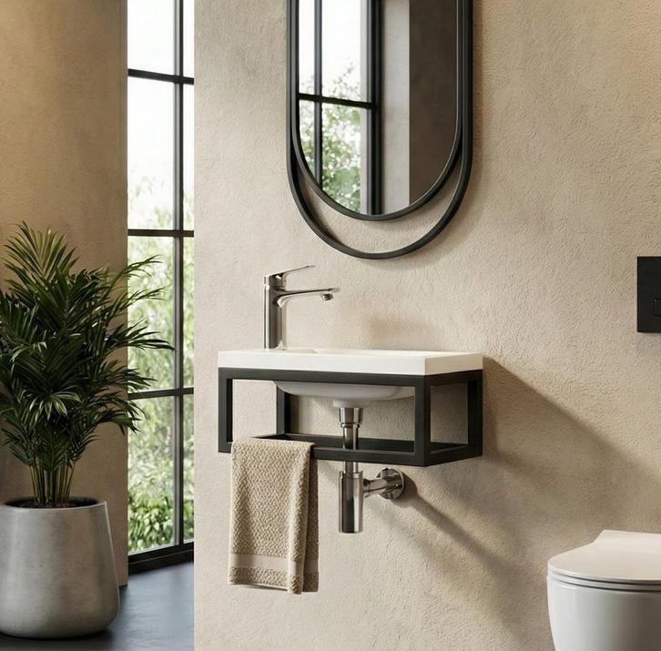 Toiletmeubel Mesa 40 x 22 cm Wit Fonteinmeubel, Doe-het-zelf en Verbouw, Sanitair, Nieuw, Wastafel, Verzenden