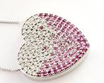 Ketting met hanger - 18 karaat Witgoud - 1.40ct. tw. Saffier