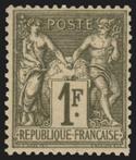 Frankrijk 1876 - Sage, 1 franc bronze, Type I (N under B),