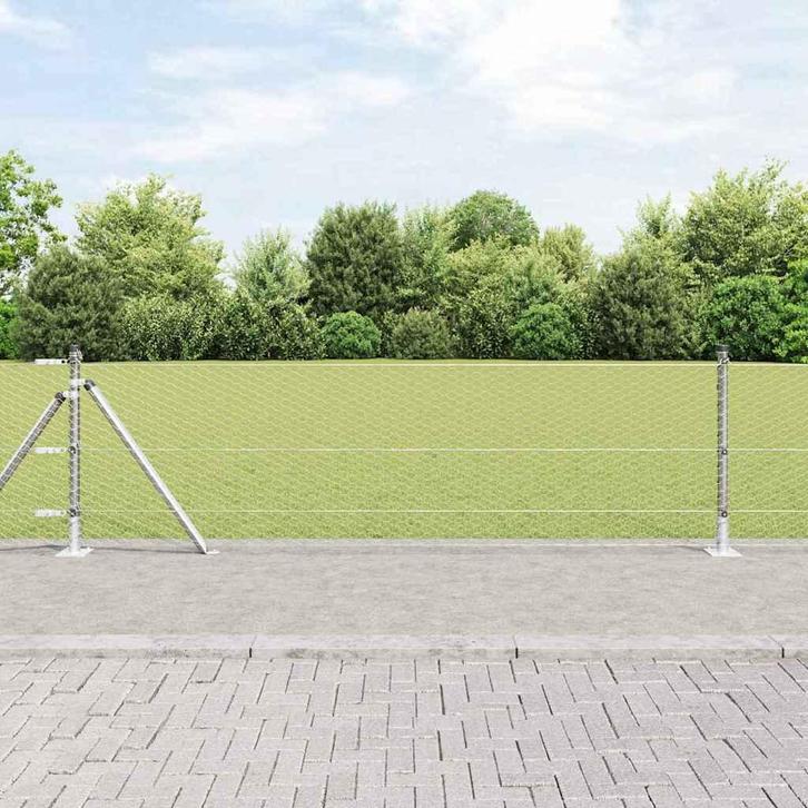 vidaXL Afrasteringspaal Zilver 25 x 0,6 m (25 mm gaas) Staal, Tuin en Terras, Schuttingen, Nieuw, IJzer, Verzenden