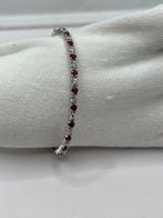 Armband - 18 karaat Witgoud - 0.85ct. tw. Diamant - Robijn, Sieraden, Tassen en Uiterlijk, Armbanden, Nieuw