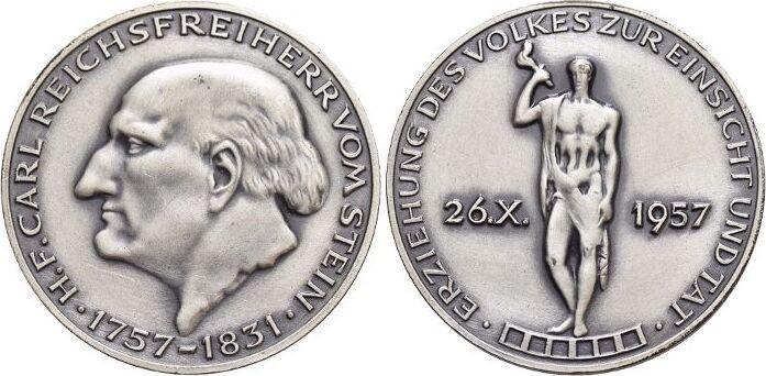 Ar-medaille 1957 Personenmedaille Stein, Carl Reichsfreih..., Postzegels en Munten, Penningen en Medailles, Verzenden