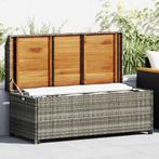 vidaXL Tuinopbergbank 120 cm poly rattan grijs, Verzenden, Nieuw, Rotan