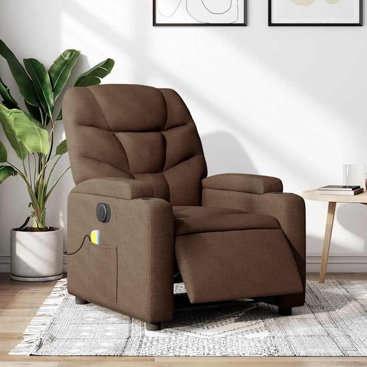 vidaXL Massagestoel elektrisch verstelbaar stof bruin, Huis en Inrichting, Fauteuils, Nieuw, Verzenden
