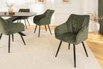 Draaibare retro stoel AVIGNON Groen Chenille Zwart Metalen, Huis en Inrichting, Ophalen of Verzenden, Nieuw