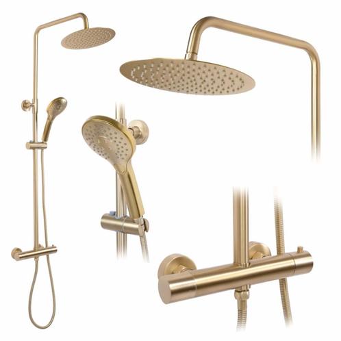 REA Thermostatische regendouche - geborsteld goud - 25 cm..., Doe-het-zelf en Verbouw, Sanitair, Nieuw, Ophalen of Verzenden