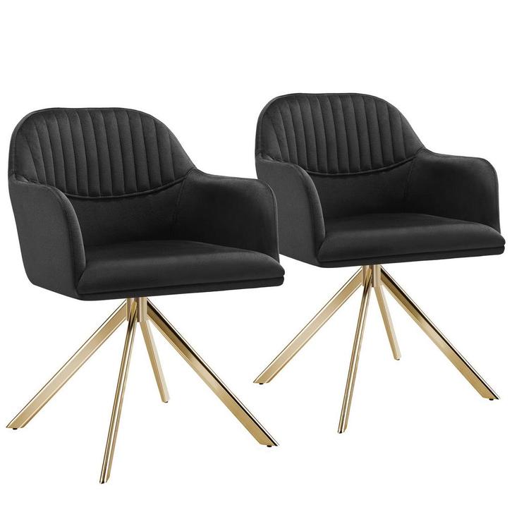 Lona fluwelen draaistoel met dikke vulling - zwart/goud, Set, Huis en Inrichting, Stoelen, Verzenden