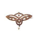 Antiek gouden broche met parels | Victoriaans (vintage), Sieraden, Tassen en Uiterlijk, Broches, Gebruikt, Overige kleuren, Ophalen of Verzenden
