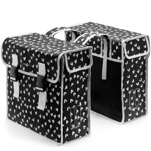Basil Dubbele Fietstas Mara XL heart dots, Fietsen en Brommers, Fietsaccessoires | Fietstassen, Nieuw, Verzenden