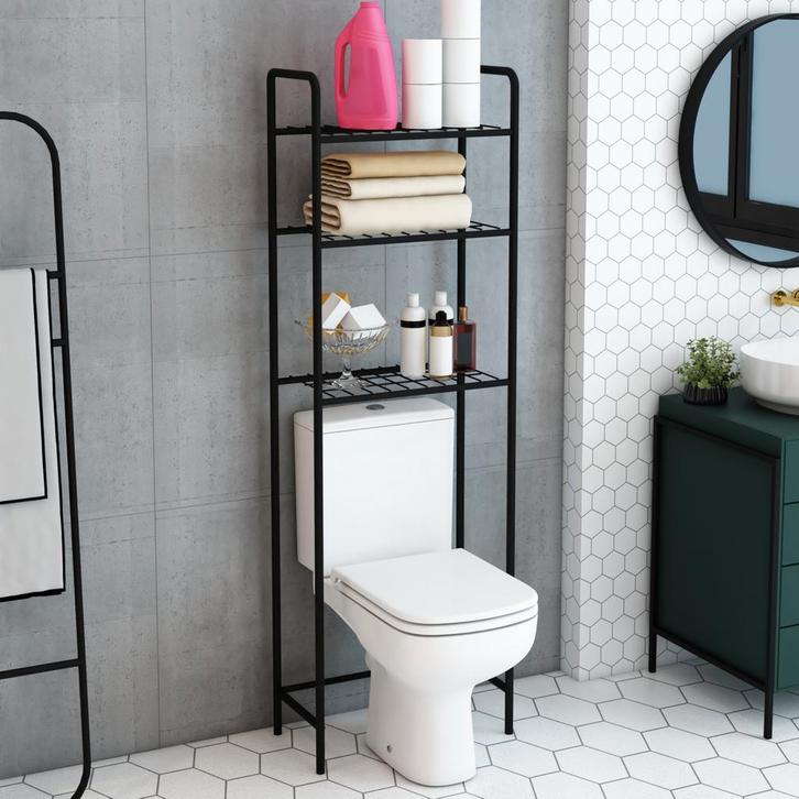 Ombouwkast Nordborg toilet 161x52,5x24,5 cm zwart [en.casa], Huis en Inrichting, Badkamer | Badkamermeubels, Verzenden