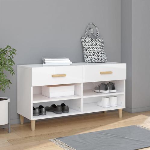 vidaXL Schoenenkast 102x35x55 cm bewerkt hout hoogglans wit, Huis en Inrichting, Kasten | Schoenenrekken, Nieuw, Verzenden