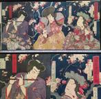 Triptyque nishiki-e gesigneerd door Ysh Chikanobu —