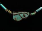 Oud-Egyptisch Ketting gemaakt van Faience Mummiekralen met, Sieraden, Tassen en Uiterlijk, Antieke sieraden