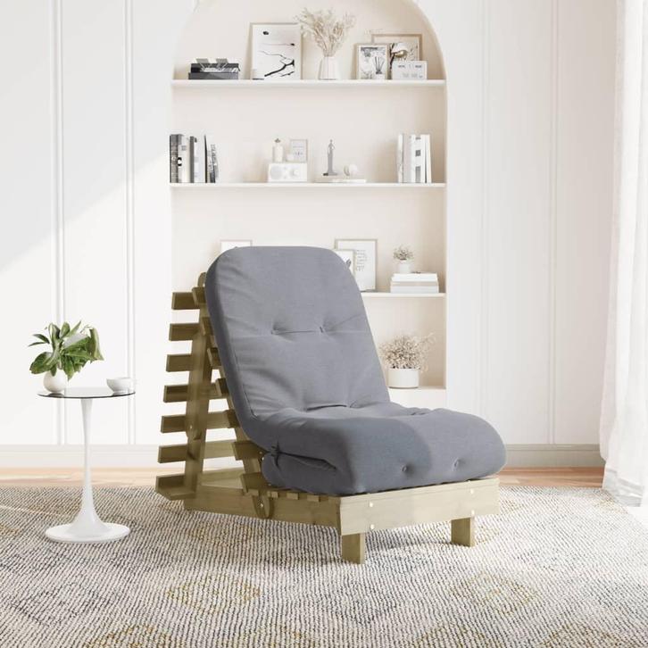 vidaXL Futon slaapbank met matras 60x206x11 cm geïmpregneerd, Huis en Inrichting, Slaapkamer | Slaapbanken, Bruin, Nieuw, Verzenden