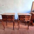 Nachtkastje - Hout, Marmer - Set nachtkastjes, jaren 1950, Nieuw