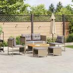 vidaXL 6-delige tuinset met kussens in beige poly rattan, Tuin en Terras, Verzenden, Nieuw, Rotan, Tuinset