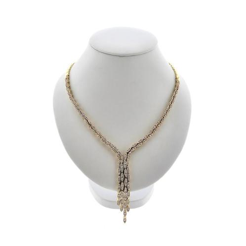 18 Krt. Gouden diamanten collier; 8,13 ct. | 42 cm (witgoud), Sieraden, Tassen en Uiterlijk, Kettingen, Overige kleuren, Gebruikt