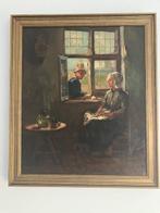 Arend Hijner (1866-1916) - Praatje door het raam, Antiek en Kunst, Kunst | Schilderijen | Klassiek
