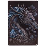 Metalen Plaatje - Oosterse Draak Metaalgrijs en Staalblauw -, Ophalen of Verzenden, Nieuw